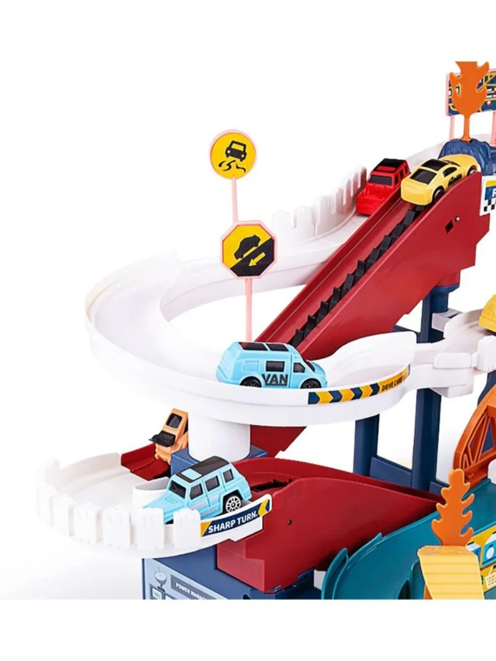 Colorful Dinosaur Car Ramp Track Set with 12 Mini Racer Cars for Kids 3